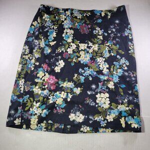 J. Jill Womens Floral Multicolor Viscose Blend  Ponte Pencil Skirt Size M
